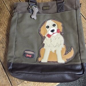 Chala Striped Brown and Tan Dog Shoulder Bag